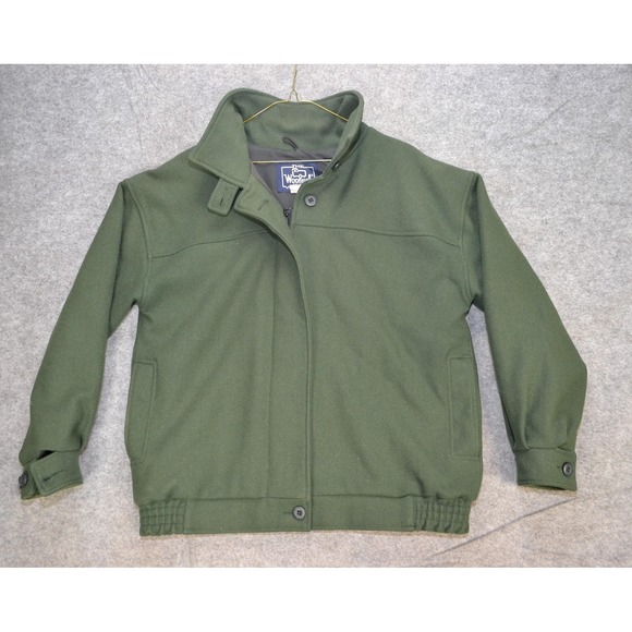 Woolrich Jackets & Blazers - Vintage Woolrich Jacket Womens M Hunter Green Wool Bomber Zip Lined Made USA 80s